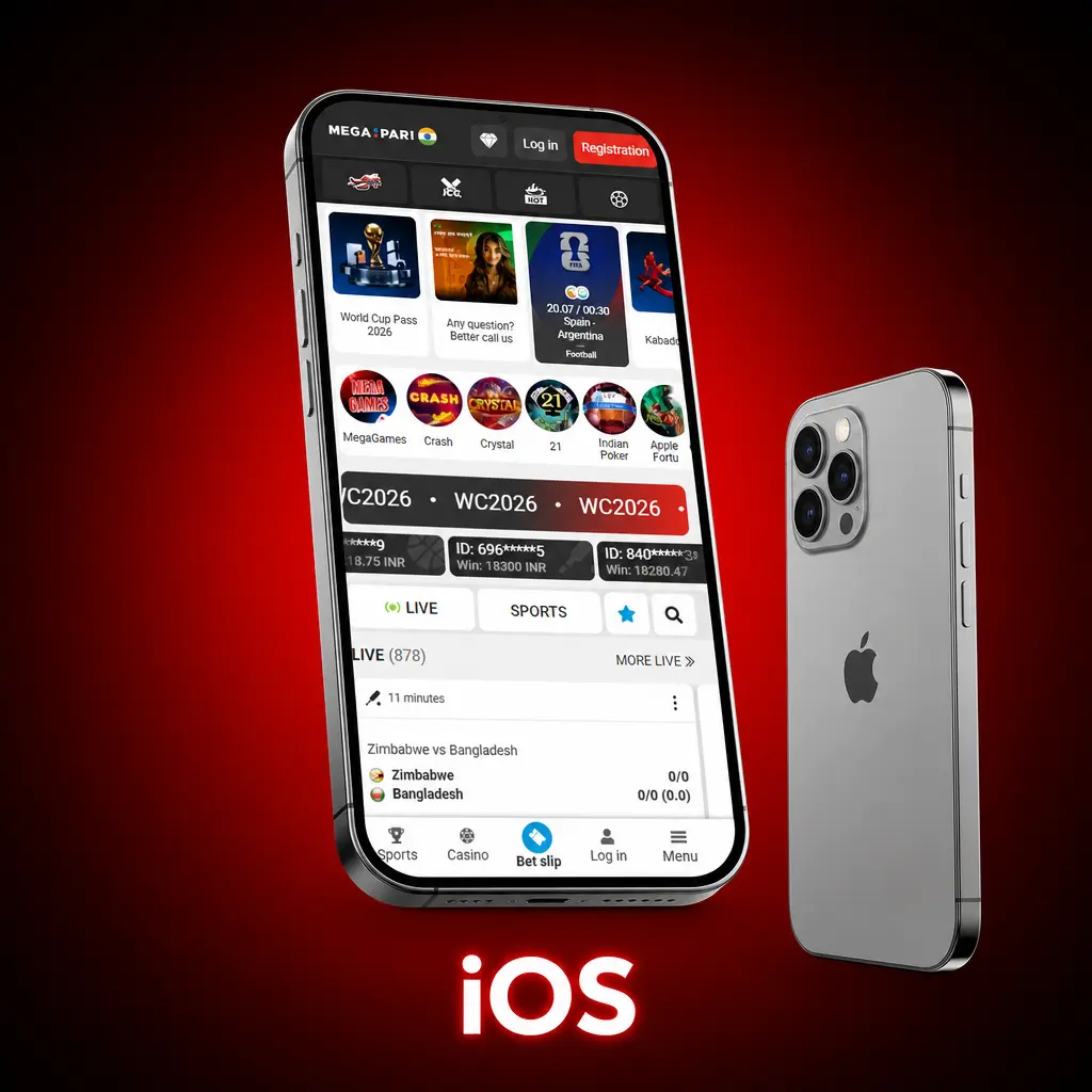 โลโก้ iOS สำหรับดาวน์โหลดแอป MegaPari บน iPhone และ iPad ผ่าน App Store
