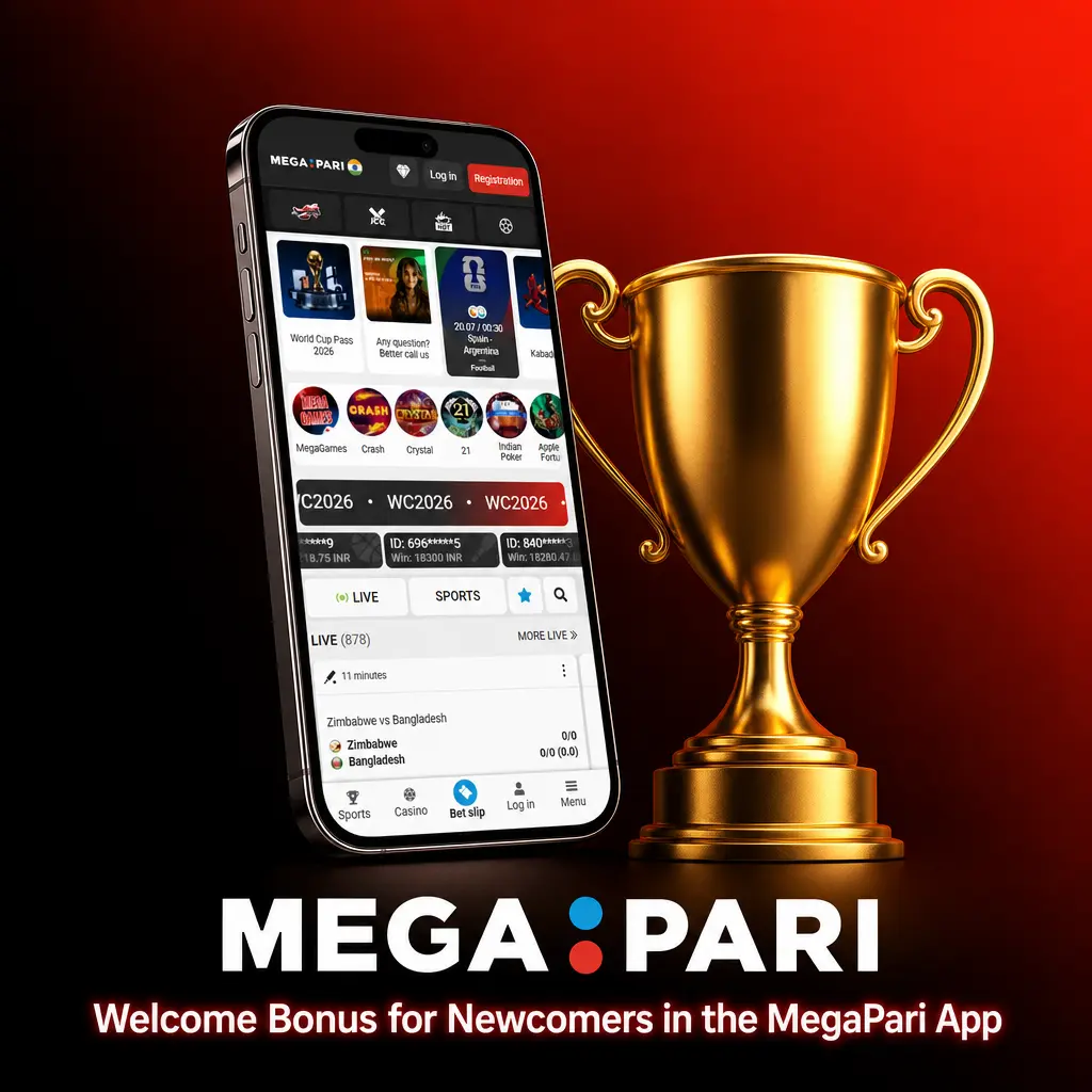 MegaPari app welcome bonus offering 100% match up to 60,000 THB plus 150 free spins for new players