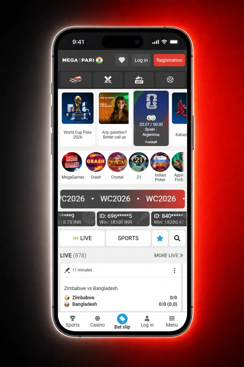MegaPari app withdrawal process showing cashier menu, payment method selection, and transaction confirmation steps